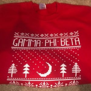 Red holiday pattern Gamma Phi Beta crewneck